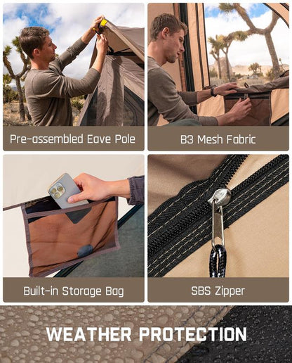 Fanttik Outdoor Zeta C4/C6 Pro Instant Cabin Tent 4/6 Person Portable Waterproof with Removable Canopy, Windproof, and High-Quality Materials Camping Equipment Spacious Interior