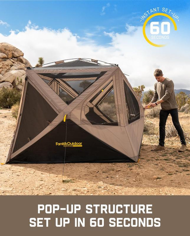 Fanttik Outdoor Zeta C4/C6 Pro Instant Cabin Tent 4/6 Person Portable Waterproof with Removable Canopy, Windproof, and High-Quality Materials Camping Equipment Spacious Interior